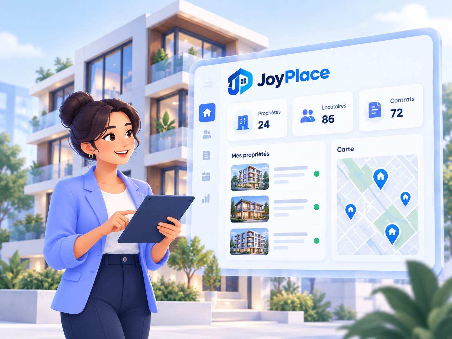 Illustration 2D présentant JoyPlace