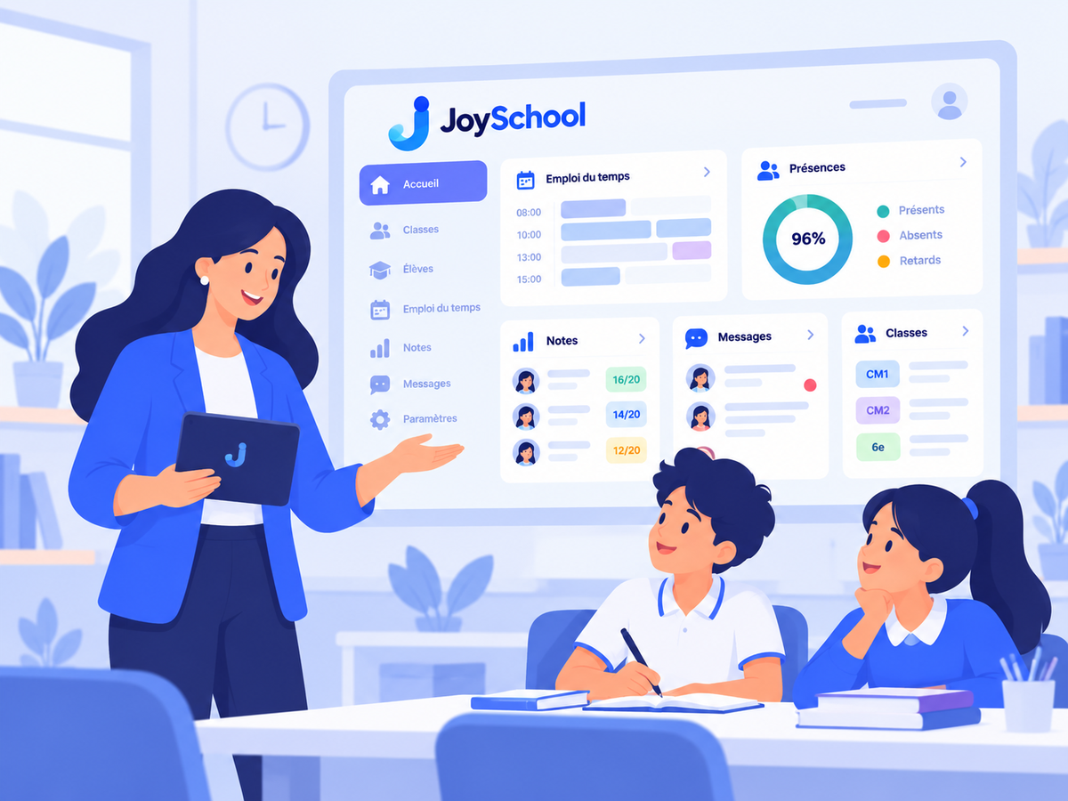 Illustration 2D de JoySchool dans son contexte d’utilisation
